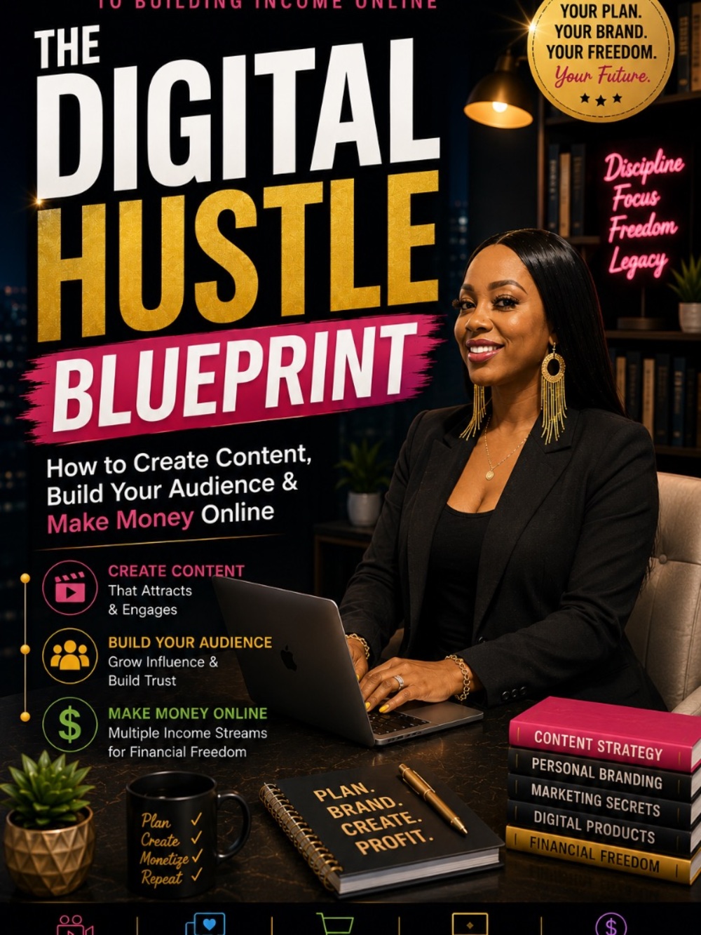 The Digital Hustle Blueprint — Black & Gold Book Cover